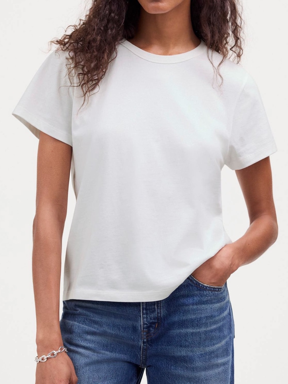 Madewell White Cotton Perfect Crewneck T-Shirt (Size XS)